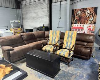 Sectional Sofa, Chairs and Wooden Trunk Orlando