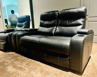 Black Leather Recliner & Loveseat