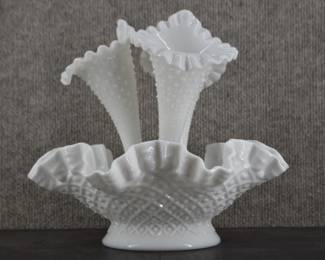 Fenton Diamond Lace Hobnail 4 Piece Epergne