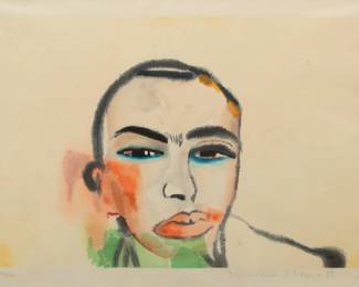 Lot 1027 | Francesco Clemente (Italian, B. 1952) Woodcut in Colors on Kosa Toza Paper, 'Untitled (Self Portrait)' H 14" W 20"