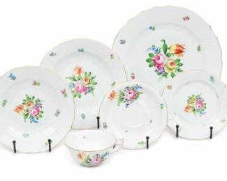 Lot 44 | Herend (Hungarian) 'Printemps' Hand-Painted Porcelain Dinner Set, Service for 12 H 2" W 5" Depth 4.3" 72 PCS