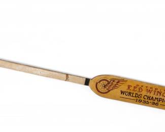 Lot 1041 | 1935-36 World Champion Detroit Red Wings Team Signed Goalie Stick, 1936 W 13" L 64"