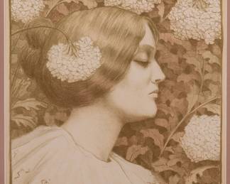 Lot 4018 | Paul Berthon (French, 1872-1909) Lithograph in Colors on Wove Paper, 'Femme De Profil' H 13.5" W 10.3"