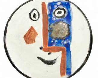 Lot 1017 | Pablo Picasso (Spanish, 1881-1973) Terre De Faïence Plate, Painted in Colors And Partially Glazed 1963, 'Visage No. 193 (A. R. 493)'