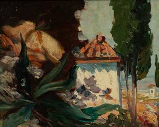 Lot 1001 | In The Manner of Joaquín Sorolla (Spanish, 1863-1923) Oil on Mahogany Panel, Ca. 1900, 'El Albaicin, Granada, Spain' H 6.9" W 9.8"