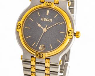 Lot 6 | Gucci (Italian) Men's Stainless Steel Daydate Wristwatch, Ca. 1990 L 7" 54g