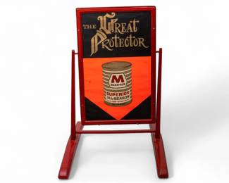 Lot 1031 | Marathon Oil Lithographs Mounted in Red Painted Metal Frame, Ca. 1930 H 55" W 34" Depth 44"