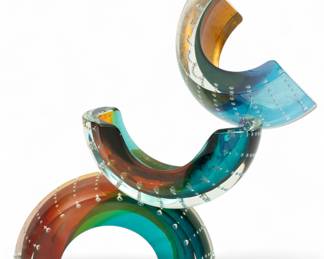 Lot 70 | Leon Applebaum (American, B. 1945) Abstract Blown Glass Sculpture, H 12.75" W 13" Depth 9"