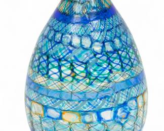 Lot 61 | Stefano Zennaro And Daniela Zentilin (Italian, 20th C.) Bottle Shaped Blown Glass with Latticino Vase, Ca. 2006 H 10.3" Dia. 5.3"