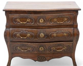 Lot 99 | Country French Carved Oak Chest of Drawers, Ca. 19th.c. H 32" W 38" Depth 19"