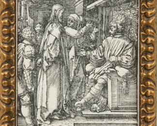 Lot 1034 | Albrecht Durer (German, 1471-1528) Woodcut on Laid Paper 1509, 'Christ Before Herod, from the Small Passion' H 4.9" W 3.8"