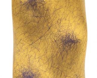 Lot 93 | Robert Moretti (Italian) Gilded Blown Cobalt Glass Vase, 'Omaggio a Me Da Nicolo (Homage to Me from Nicolo)' H 13.5" W 4" Depth 3"