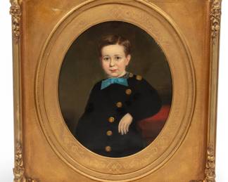 Lot 1046 | South Carolina, Portrait of Boy Oil on Canvas, Ca. 19th C., Portrait of a Boy H 24" W 20"