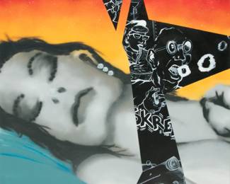 Lot 1013 | Daze (American, B. 1962) Acrylic on Canvas, 1991, 'Another Passing Chance at Bliss' H 60" W 60.5"