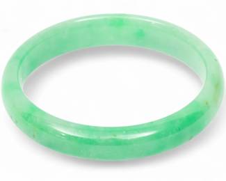 Lot 20 | Chinese Green Jade Bangle Bracelet W 3.2" 63g