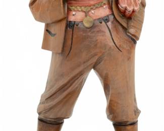Lot 4015 | German Hand Carved Wood Figure, Man with Pipe 1930 H 10"