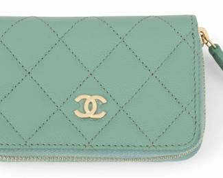 Lot 32 | Chanel (French) Caviar Classic Coin Purse (Light Blue) H 3" W 4.3"