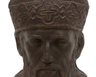 Lot 4012 | Ralph R. Preston, Ceramic Bust, 'St. Augustine' H 17" W 9" Depth 9"