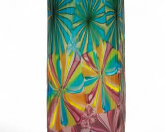Lot 82 | Luigi Camozzo (Italian, Murano) Glass Pinwheel Vase with Battuto, 2007 H 10.8" W 3.5" Depth 3.5"