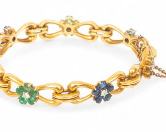 Lot 8 | 18K Gold Link Bracelet C 1950 L 7" 29g