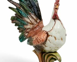 Lot 4006 | Italian Intrada Ceramic Hand Painted Rooster, Ca. 1980 H 24" W 17" Depth 10"