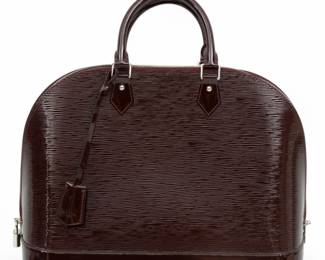Lot 36 | Louis Vuitton (French) Alma GM Handbag, Prune Epi Leather, Ca. 2010 H 11.5" W 15" Depth 7"