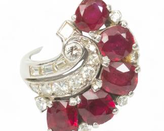 Lot 7 | Ruby and Diamond Ring, Size 3 1/2 1940