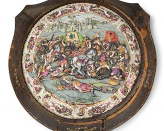 Lot 98 | Italian Capodimonte Painted Porcelain Pictorial Shield, 19th C. Dia. 21"