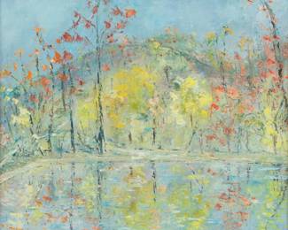Lot 4025 | American Impressionist Style Oil on Canvas 1950-1960, 'Vermont, Fall' H 20" W 24"