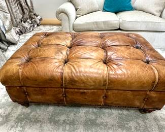 Ralph Lauren Tufted Leather Storage Ottoman