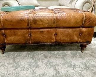 Ralph Lauren Tufted Leather Storage Ottoman