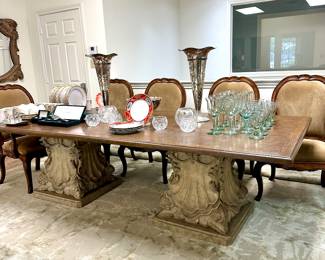 Dining Table on Decorative Pedestal Bases