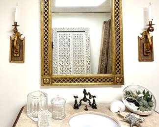 Panache Trellage Mirror in Bronze Gold Finish