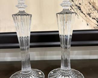 Pair of Baccarat Mille Nuits Crystal Candlestick