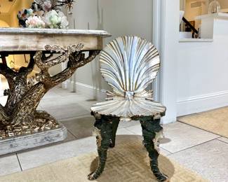 Italian Grotto Gilt Wood Shell Chair