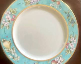 Rare Limoges Buffet Plates (24) with Gold Rim, Fruit and Floral Motif