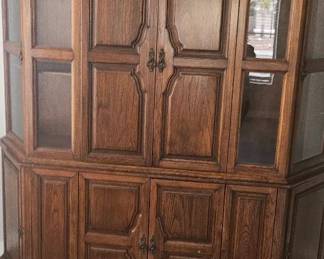 Teakwood Curved Stereo Cabinet And China Cabinet Hutch