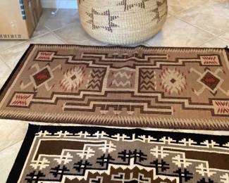 Large Woven Basket, Rugs And Pillows