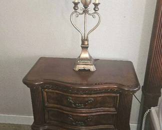 Three Drawer Nightstand And Lamp