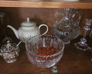 Cut Glass, Etched Glass, Lenox Teapot And More