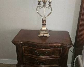 Three Drawer Nightstand With Lamp
