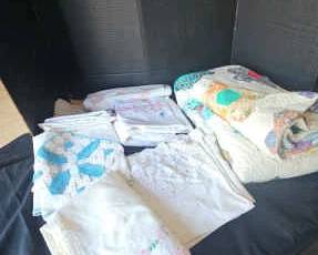 Twin Handmade Quilt And Six Handmade Embroidered Pillowcases
