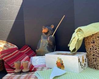 Wood Bear and Table Decor