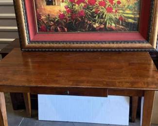 Desk Table And Framed Art