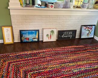9’ x 12’ rug. Artwork