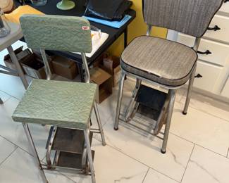 2 vintage kitchen step stools