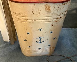 . . . vintage metal clothes hamper
