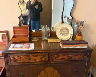 . . . antique walnut dresser -- ignore goofy guy in mirror