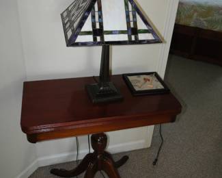 Fold out table and lamp