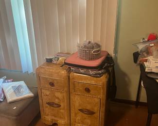 . . . two vanity pieces repurposed as nightstands